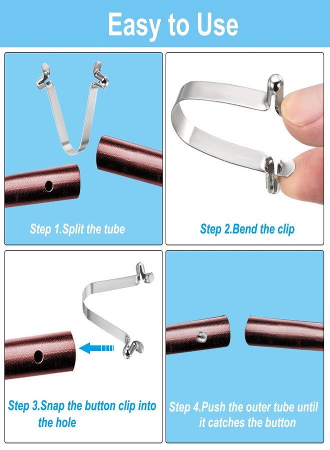 PATIKIL 8.5x6mm Kayak Paddle Snaps, 10 Pack Tent Pole Clips Steel V Shaped Double Pins Push Button Spring Clips Lock Tube Pole Clips for Camping Awning - Image 4