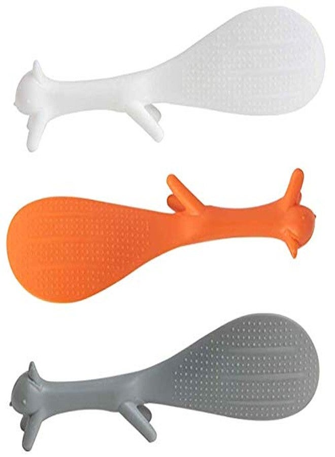 DNHCLL Pack of 3 Lovely Squirrel Shape Standing Spoon Non-stick Rice Spoon Fashion Rice Cooker Dishes Filled Scoop Shovel Creative Household Kitchen Tools - Image 1
