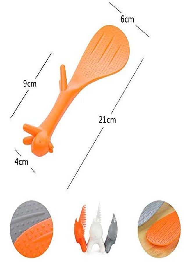 DNHCLL Pack of 3 Lovely Squirrel Shape Standing Spoon Non-stick Rice Spoon Fashion Rice Cooker Dishes Filled Scoop Shovel Creative Household Kitchen Tools - Image 3