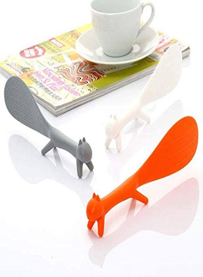DNHCLL Pack of 3 Lovely Squirrel Shape Standing Spoon Non-stick Rice Spoon Fashion Rice Cooker Dishes Filled Scoop Shovel Creative Household Kitchen Tools - Image 2