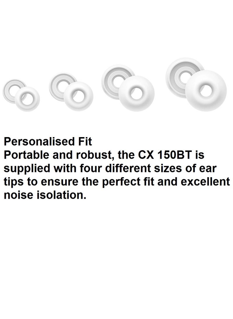 Sennheiser - Sennheiser CX 150BT Bluetooth 5.0 Wireless Headphone - 10-Hour Battery Life, USB-C Fast Charging, Two Device Connectivity - White - Image 1
