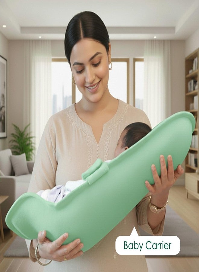 BabyMoo وسادة الرضاعة والرضاعة BabyMoo 2 في 1 | وسادة دعم الرضاعة الطبيعية للمواليد الجدد | حامل أطفال مائل ووسادة ناعمة | قابلة للغسل ومريحة - أخضر نعناعي - Image 2