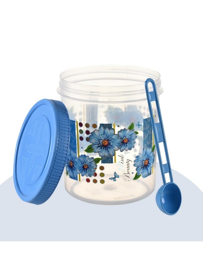 Kuber Industries - Kuber Industries (Set of 12) Storage Containers | 1000 ML Plastic Kitchen Jar with Spoon | Masala Box for Kitchen | Spice Boxes | Kitchen Container for Rice, Cereals, Snacks, Dry Fruits | Blue - Image 1