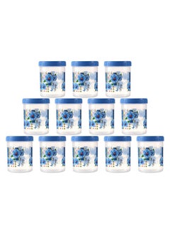 Kuber Industries Kuber Industries (Set of 12) Storage Containers | 1000 ML Plastic Kitchen Jar with Spoon | Masala Box for Kitchen | Spice Boxes | Kitchen Container for Rice, Cereals, Snacks, Dry Fruits | Blue  - Image 1