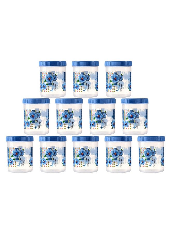 Kuber Industries - Kuber Industries (Set of 12) Storage Containers | 1000 ML Plastic Kitchen Jar with Spoon | Masala Box for Kitchen | Spice Boxes | Kitchen Container for Rice, Cereals, Snacks, Dry Fruits | Blue - Image 1