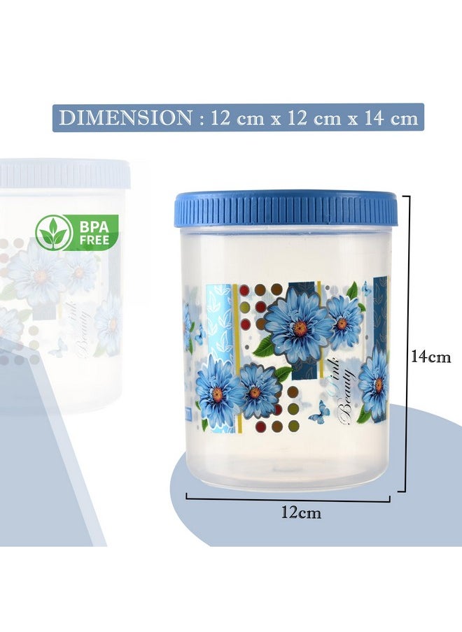 Kuber Industries - Kuber Industries (Set of 12) Storage Containers | 1000 ML Plastic Kitchen Jar with Spoon | Masala Box for Kitchen | Spice Boxes | Kitchen Container for Rice, Cereals, Snacks, Dry Fruits | Blue - Image 1