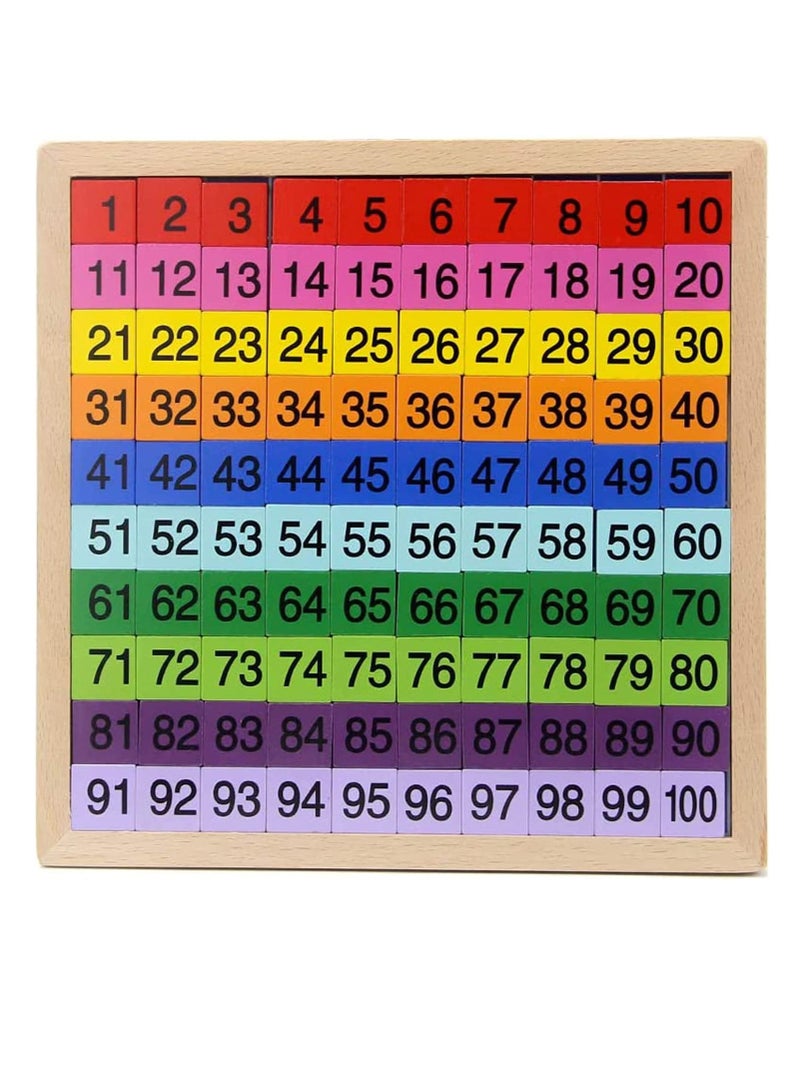 SOLARAE Early Childhood Education Digital Teaching Board, Wooden Math Learning Board Toy, 1-100 Consecutive Numbers Wooden Hundred Digital Board, Educational Game for Kids with Storage Bag - Image 1