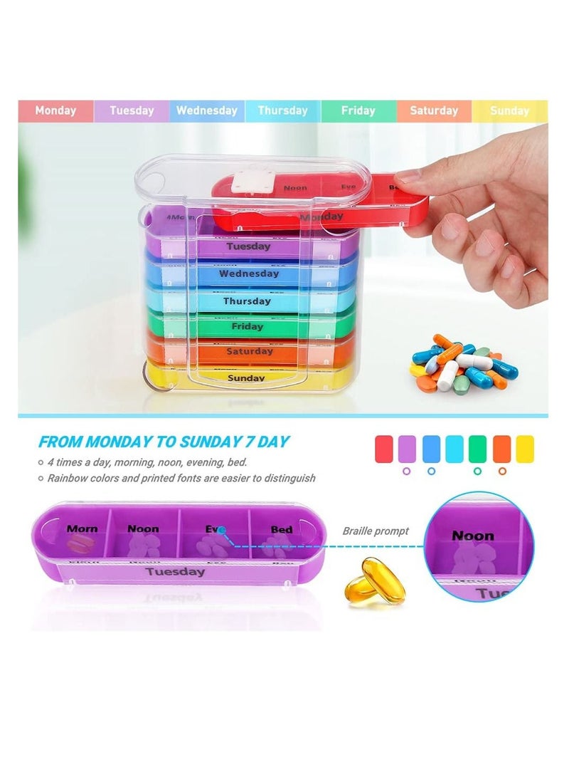 SYOSI Portable Pill Cases Pill Organiser 4 Times a Day Weekly Tablet Box Pill Box Organiser 7 Day with 28 Compartments for Medicines Supplements Vitamin, Portable Medicine Box for Men Women - Image 4