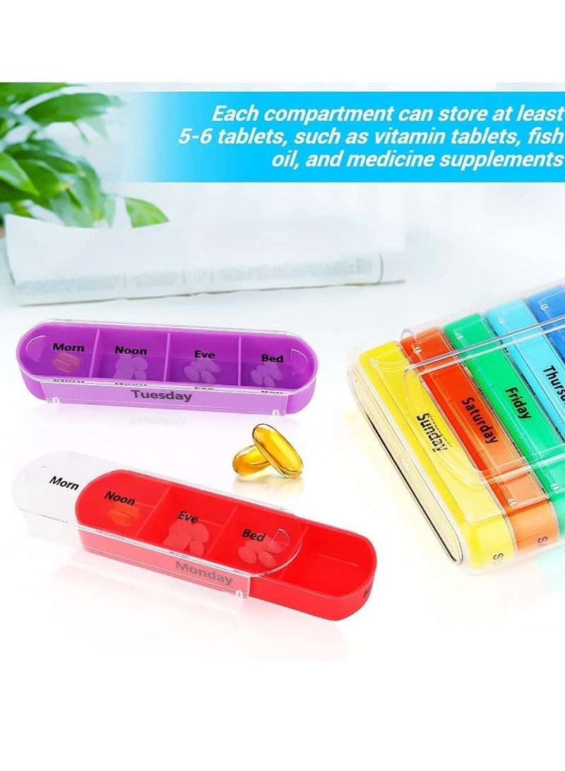 SYOSI Portable Pill Cases Pill Organiser 4 Times a Day Weekly Tablet Box Pill Box Organiser 7 Day with 28 Compartments for Medicines Supplements Vitamin, Portable Medicine Box for Men Women - Image 3