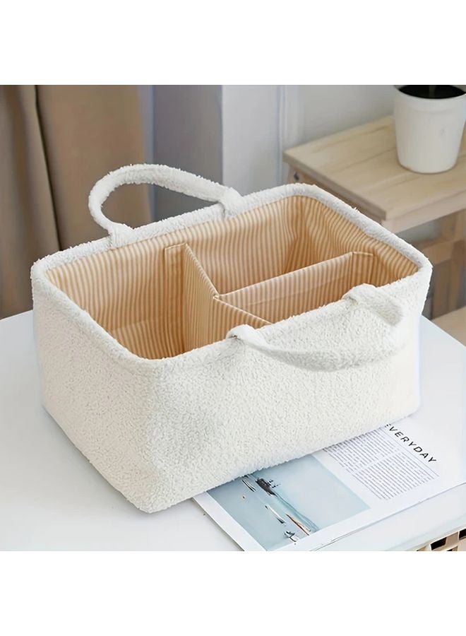 Grey Portable Diaper Storage Basket with Compartments Multi Purpose Organizer for Clothes and Wipes - Image 4