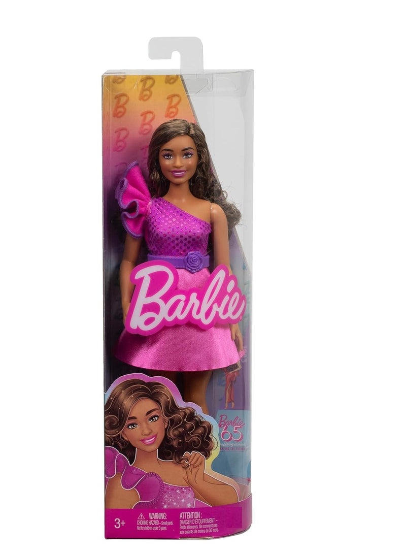 Barbie Fashionistas Doll With Brown Hair And Pink Sparkly Dress - Image 2