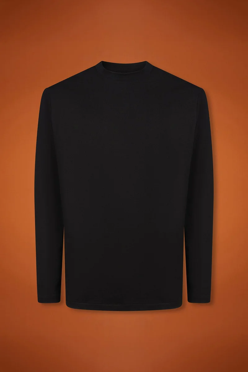 Doppelganger Black Men's regular fit long-sleeved crew neck T-shirt in 100% cotton - Black for Men | Best Price UAE