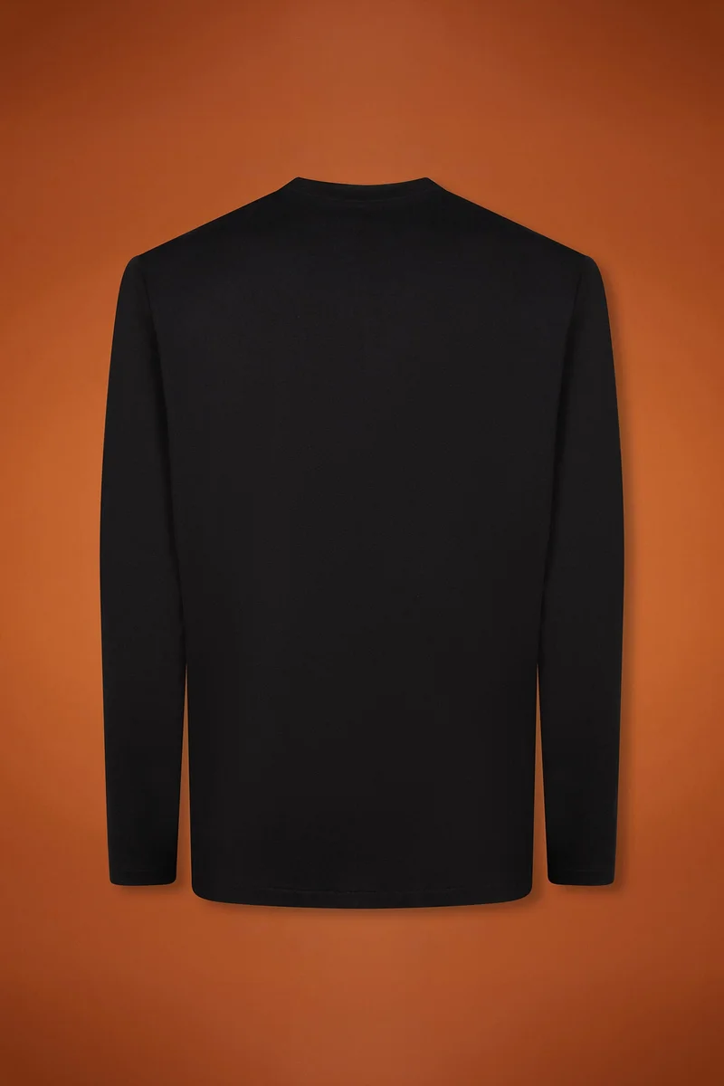 Doppelganger Black Men's regular fit long-sleeved crew neck T-shirt in 100% cotton - Black for Men | Best Price UAE