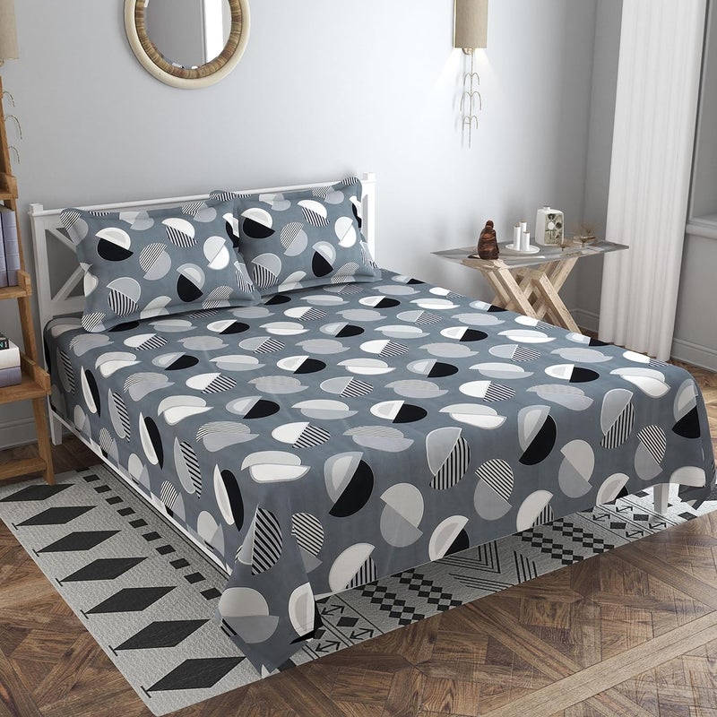 BSB مجموعة كينغستون من BSB HOME - ملاءات سرير بحجم كينغ الترا مع 2 غطاء وسادة بحجم كينغ | ملاءات فاخرة ناعمة، قابلة للتنفس، مقاومة للانكماش (مجموعة مكونة من 3 قطع، 108X108 بوصة أو 274X274 سم، أبيض وأسود، قطن) - Image 1