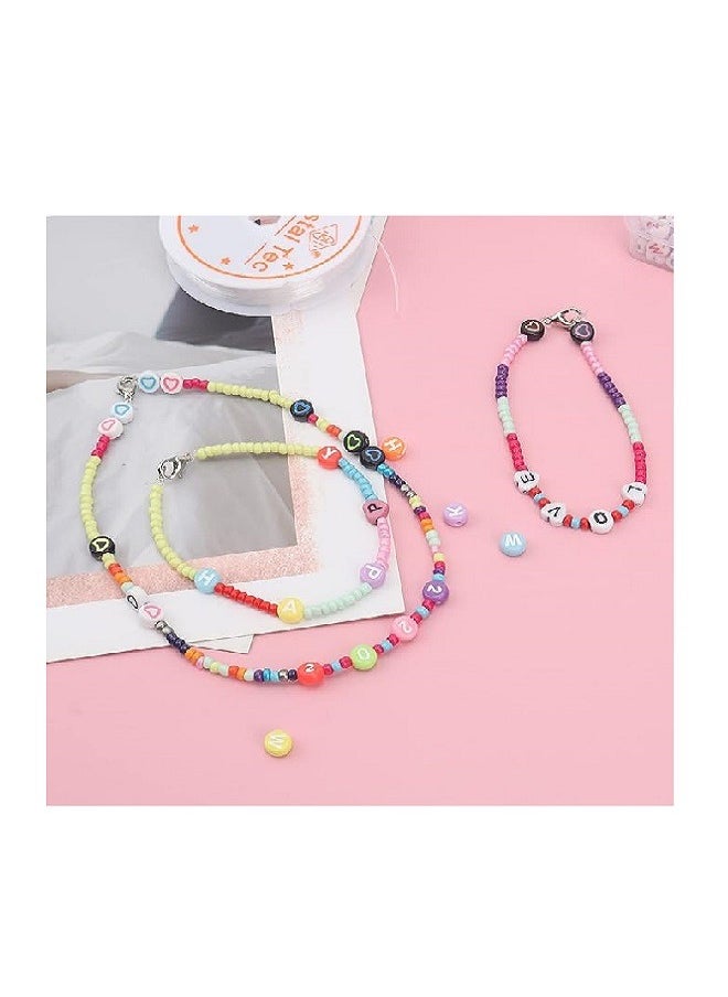 Generic Glass Beads, 24 Slot Multicolor Baking Paint Beads Set Glass Beads Box Alphabet Pattern Beads for DIY Bracelets and Necklace  - Image 5