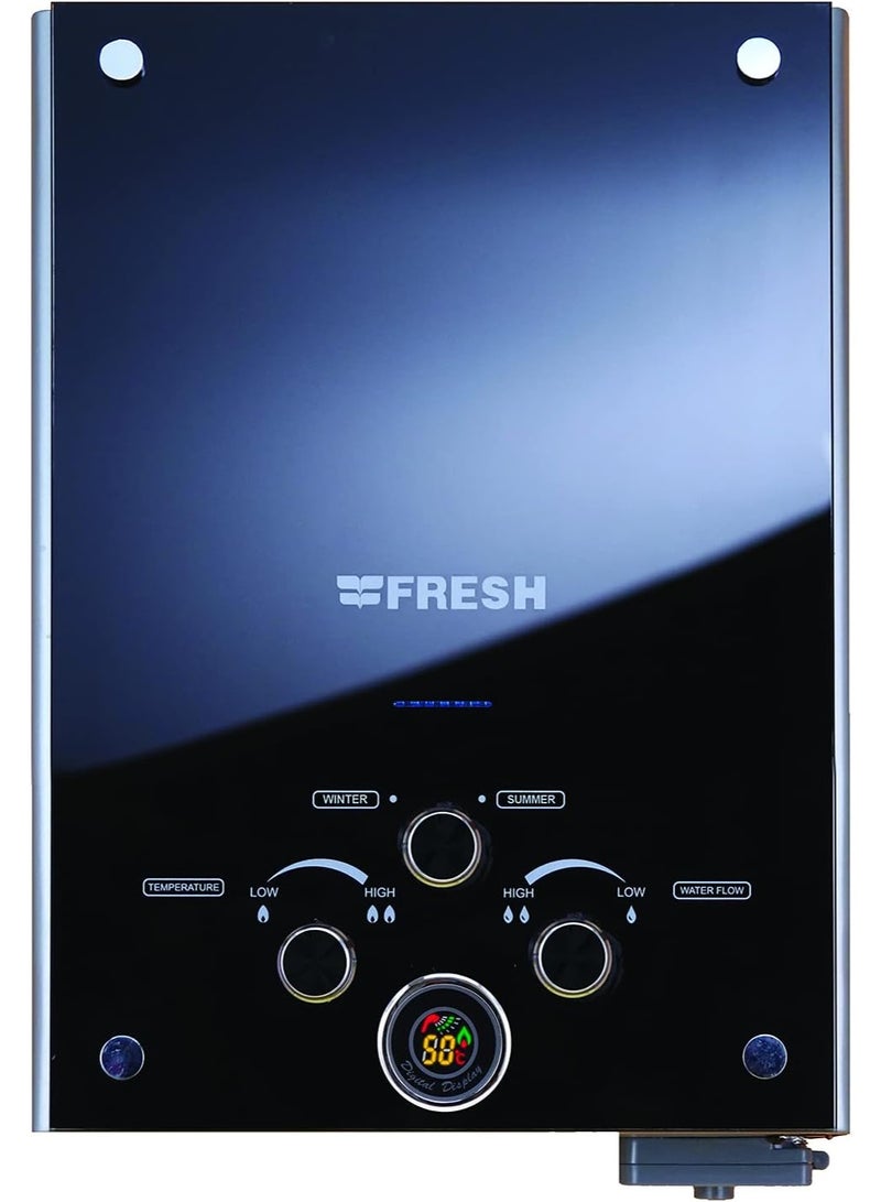 Fresh Gas Water Heater 6 Liters Crystal Black With Adaptor LNG