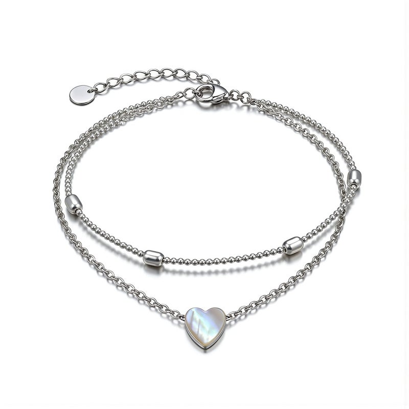 Black Heart Layered Anklets for Women Hypoallergenic No Fade Sensitive Skin Ankle Bracelet - Image 2
