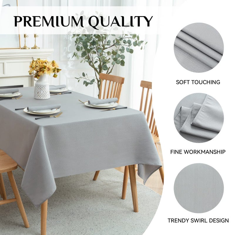 Softalker Jacquard Rectangle Tablecloth - Geometric Line Damask Table Covers Waterproof Stain Resistant Washable Polyester Table Cloths for Indoor & Outdoor(60 x 144 inch Light Grey) - Image 3