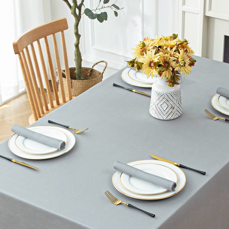 Softalker Jacquard Rectangle Tablecloth - Geometric Line Damask Table Covers Waterproof Stain Resistant Washable Polyester Table Cloths for Indoor & Outdoor(60 x 144 inch Light Grey) - Image 4