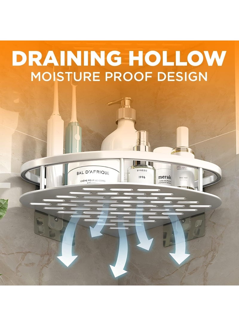 general Bathroom Corner Shower Shelf, 2 Piece Removable Storage Bathroom Organiser, No Drill Adhesive Bathroom Storage Basket, Wall Mounted Bathroom Basket Shelf - Image 4