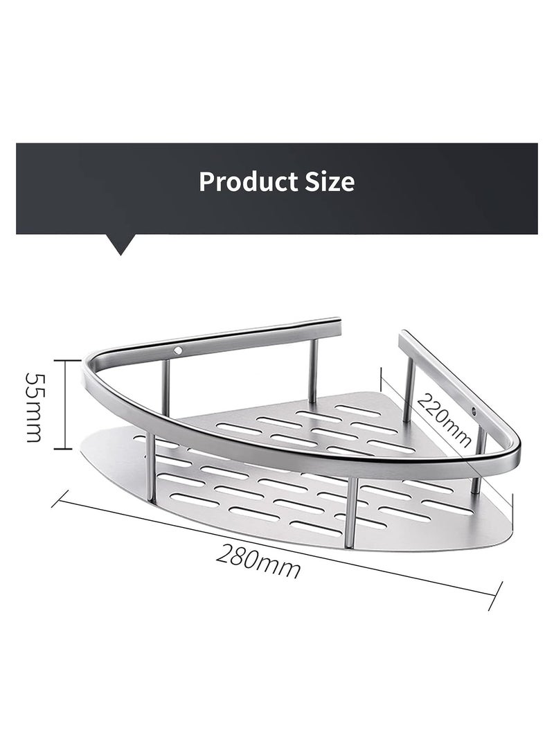 general Bathroom Corner Shower Shelf, 2 Piece Removable Storage Bathroom Organiser, No Drill Adhesive Bathroom Storage Basket, Wall Mounted Bathroom Basket Shelf - Image 2