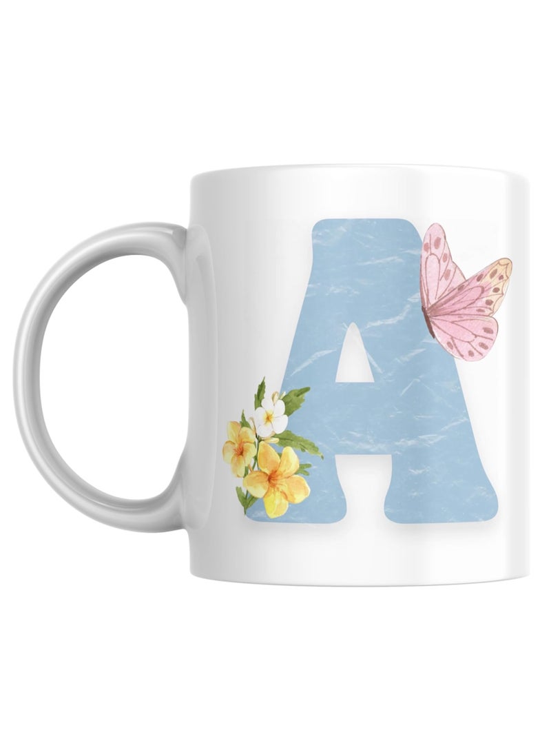 Floral Butterfly Alphabet Coffee Mug, Select Your Alphabet Letter, Gift for Women, Wife, Sister, Niece, Grandma, Friend (A)