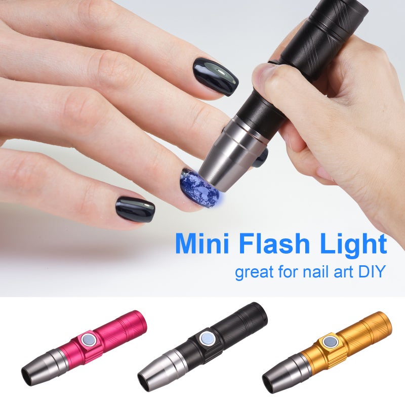 Mini Flash Light for LED UV Gel Curing Lamp Light Handheld Nail Dryer USB Rechargeable Nail Flashlight with Lanyard UV Flashlights Detector for Facial Mask - Image 4
