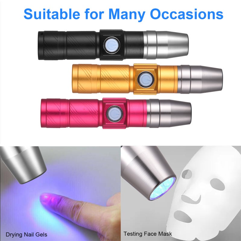 Mini Flash Light for LED UV Gel Curing Lamp Light Handheld Nail Dryer USB Rechargeable Nail Flashlight with Lanyard UV Flashlights Detector for Facial Mask - Image 5