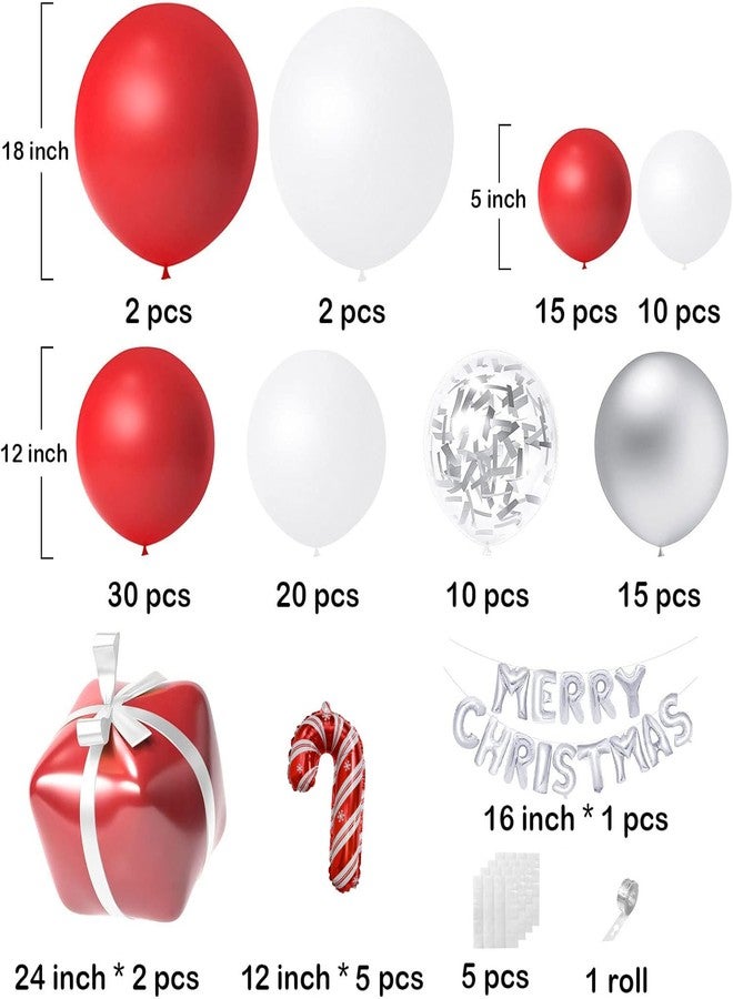 Janinus Christmas Balloon Arch Kit Christma Red And White Balloon Garland Kit With Gift Box Balloons Merry christmas Foil Balloons For Christmas Party Decorations Xmas Holiday New Year Party Supplies - Image 2