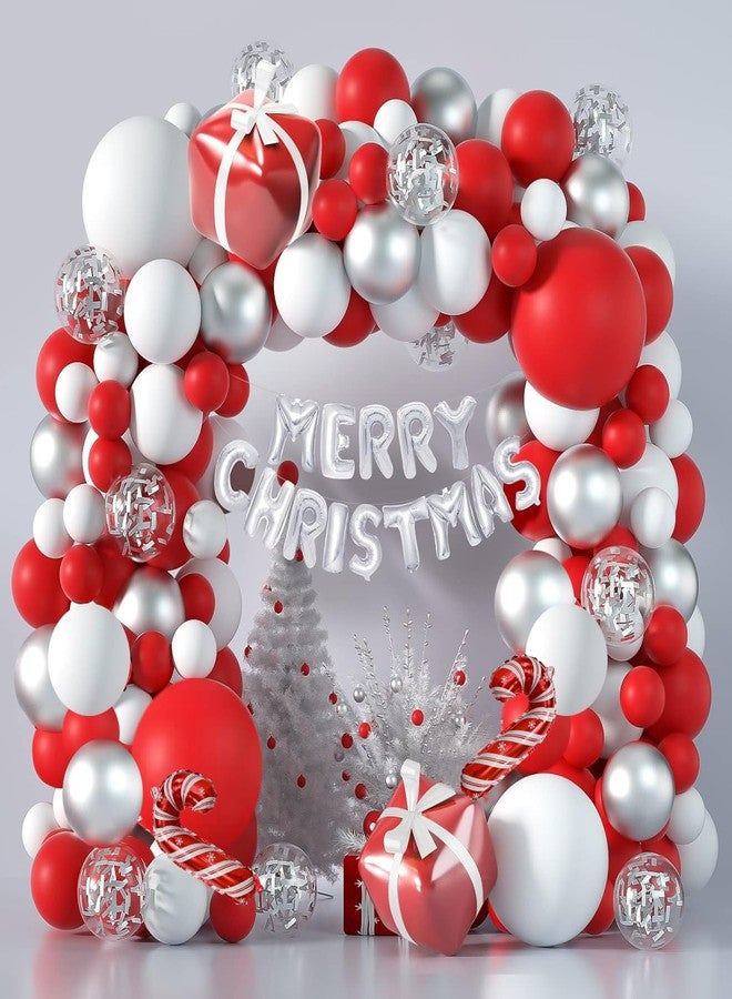 Janinus Christmas Balloon Arch Kit Christma Red And White Balloon Garland Kit With Gift Box Balloons Merry christmas Foil Balloons For Christmas Party Decorations Xmas Holiday New Year Party Supplies - Image 1