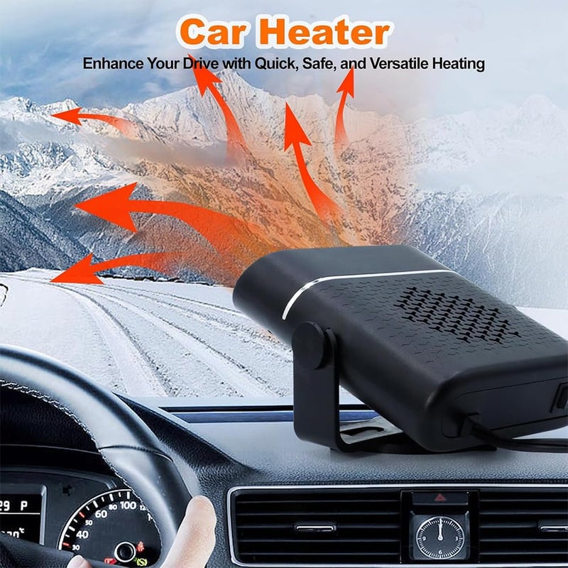 AVEDIA 2 in 1 Car Heater 150W 12V DC Portable Heater and Defogger Fan with 360 Free Rotary Adjustment Plugs into Cigarette Lighter for Quick Heating Defrosting and Defogging
