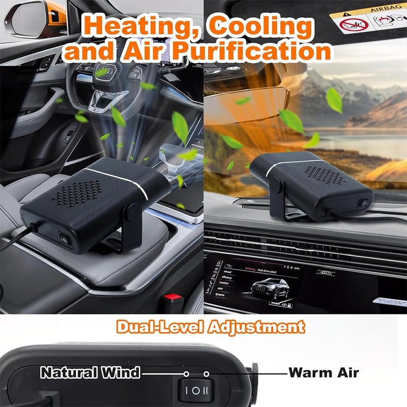 AVEDIA 2 in 1 Car Heater 150W 12V DC Portable Heater and Defogger Fan with 360 Free Rotary Adjustment Plugs into Cigarette Lighter for Quick Heating Defrosting and Defogging