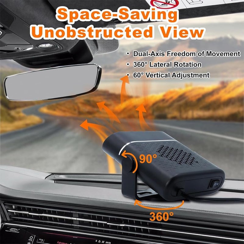 AVEDIA 2 in 1 Car Heater 150W 12V DC Portable Heater and Defogger Fan with 360 Free Rotary Adjustment Plugs into Cigarette Lighter for Quick Heating Defrosting and Defogging