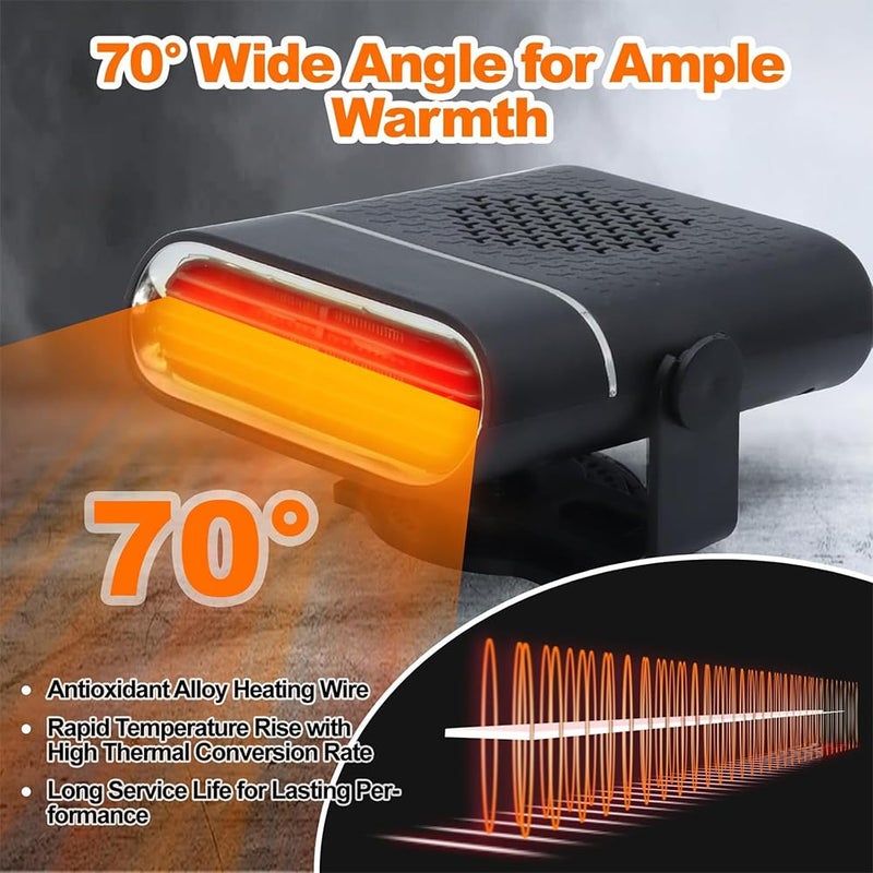 AVEDIA 2 in 1 Car Heater 150W 12V DC Portable Heater and Defogger Fan with 360 Free Rotary Adjustment Plugs into Cigarette Lighter for Quick Heating Defrosting and Defogging