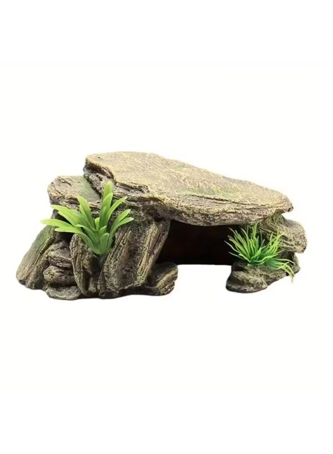 sharjah pigeon 1pc Realistic Aquarium Turtle Tank Decoration - Habitat Artificial Terrace with Non-Toxic Reptile Shelter for Turtles, Terrapins, Frogs & Fish, Durable Fish Hideout for Aquariums,, Terrariums - Enhances Tank Living Space & Aquatic - Image 1