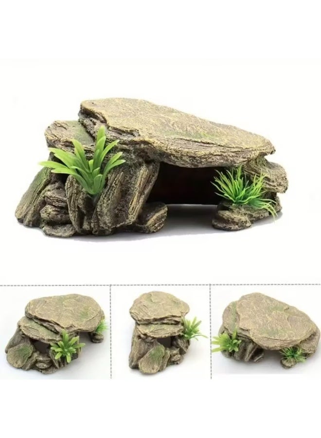 sharjah pigeon 1pc Realistic Aquarium Turtle Tank Decoration - Habitat Artificial Terrace with Non-Toxic Reptile Shelter for Turtles, Terrapins, Frogs & Fish, Durable Fish Hideout for Aquariums,, Terrariums - Enhances Tank Living Space & Aquatic - Image 2