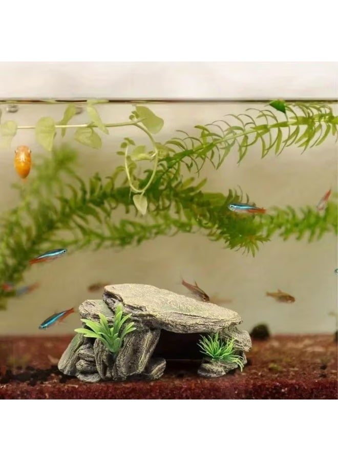 sharjah pigeon 1pc Realistic Aquarium Turtle Tank Decoration - Habitat Artificial Terrace with Non-Toxic Reptile Shelter for Turtles, Terrapins, Frogs & Fish, Durable Fish Hideout for Aquariums,, Terrariums - Enhances Tank Living Space & Aquatic - Image 3