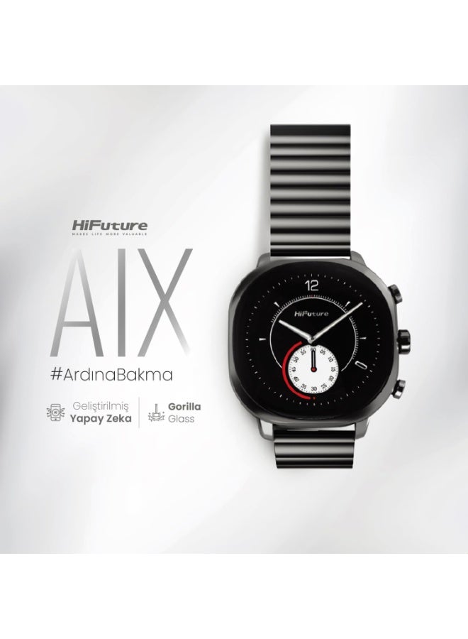 HiFuture HiFuture AIX Stainless Steel Smartwatch, 1.43" AMOLED Display, Wireless Calling, Health Monitoring, 10-Day Battery Life, IP67 Waterproof - Black  - Image 4
