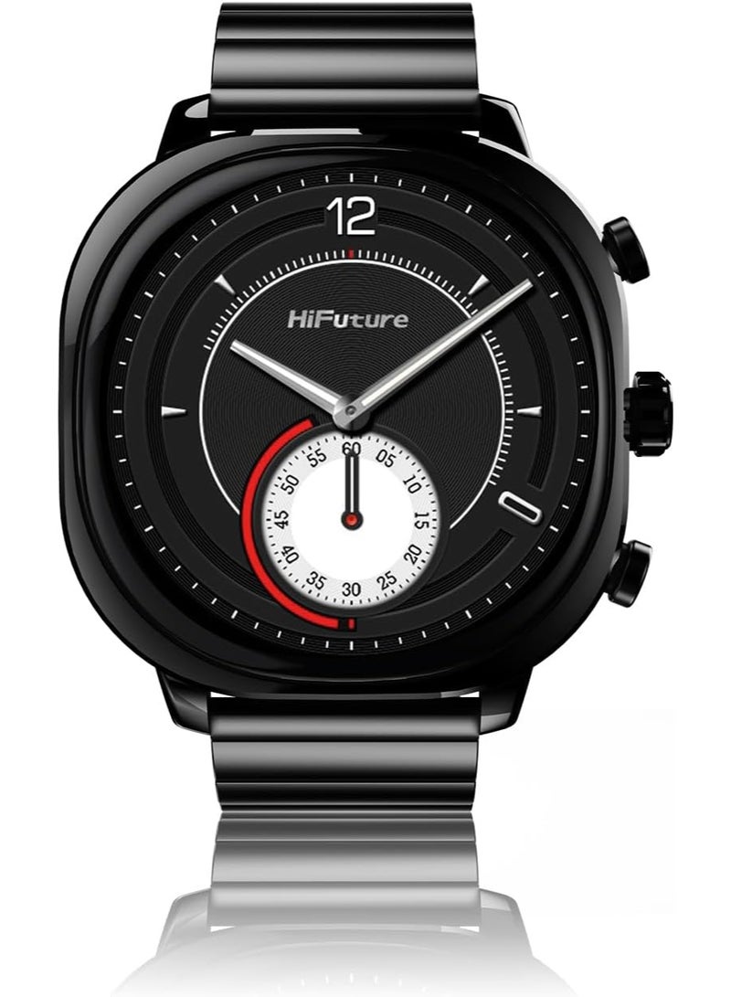 HiFuture HiFuture AIX Stainless Steel Smartwatch, 1.43" AMOLED Display, Wireless Calling, Health Monitoring, 10-Day Battery Life, IP67 Waterproof - Black  - Image 1