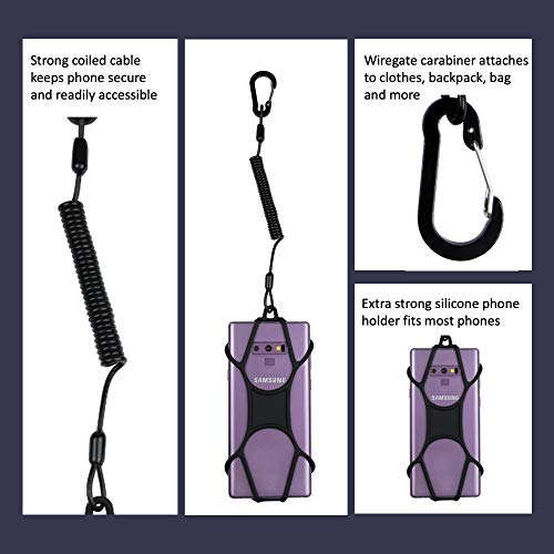 Gear Beast Rugged Phone Lanyard with Coiled Strap and Carabiner – Anti-Theft Cell Phone Tether for Hiking, Travel, Outdoor Use – Universal Phone Strap with Tether Tab, No Adhesive Needed - Image 5