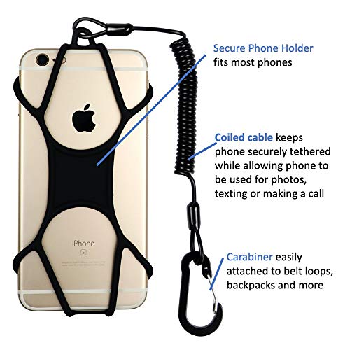 Gear Beast Rugged Phone Lanyard with Coiled Strap and Carabiner – Anti-Theft Cell Phone Tether for Hiking, Travel, Outdoor Use – Universal Phone Strap with Tether Tab, No Adhesive Needed - Image 2