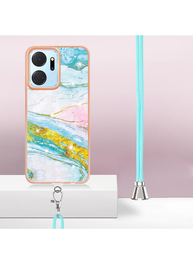 S-TOP Case For Honor X7a Electroplating Marble Dual-side IMD Phone Case with Lanyard - Image 5