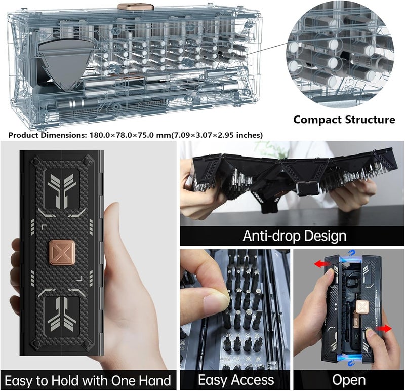 JAKEMY Small Electric Screwdriver Set JAKEMY Smart 3 Torque Cordless Screwdriver Kit Compact Power Screwdrivers with 160 Precision Bits for Computer Laptop iPhone PS5 Xbox Watch Jewelry Eyeglasses  - Image 3