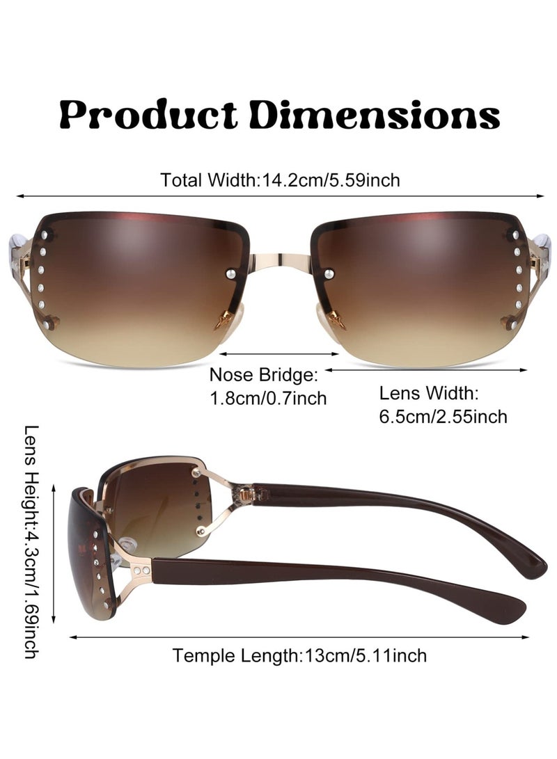 SOLARAE Rimless Rectangle Sunglasses for Women Men, Tinted Frameless Square Glasses, Chic Summer Glasses Shades, UV400(2 Pairs) - Image 3