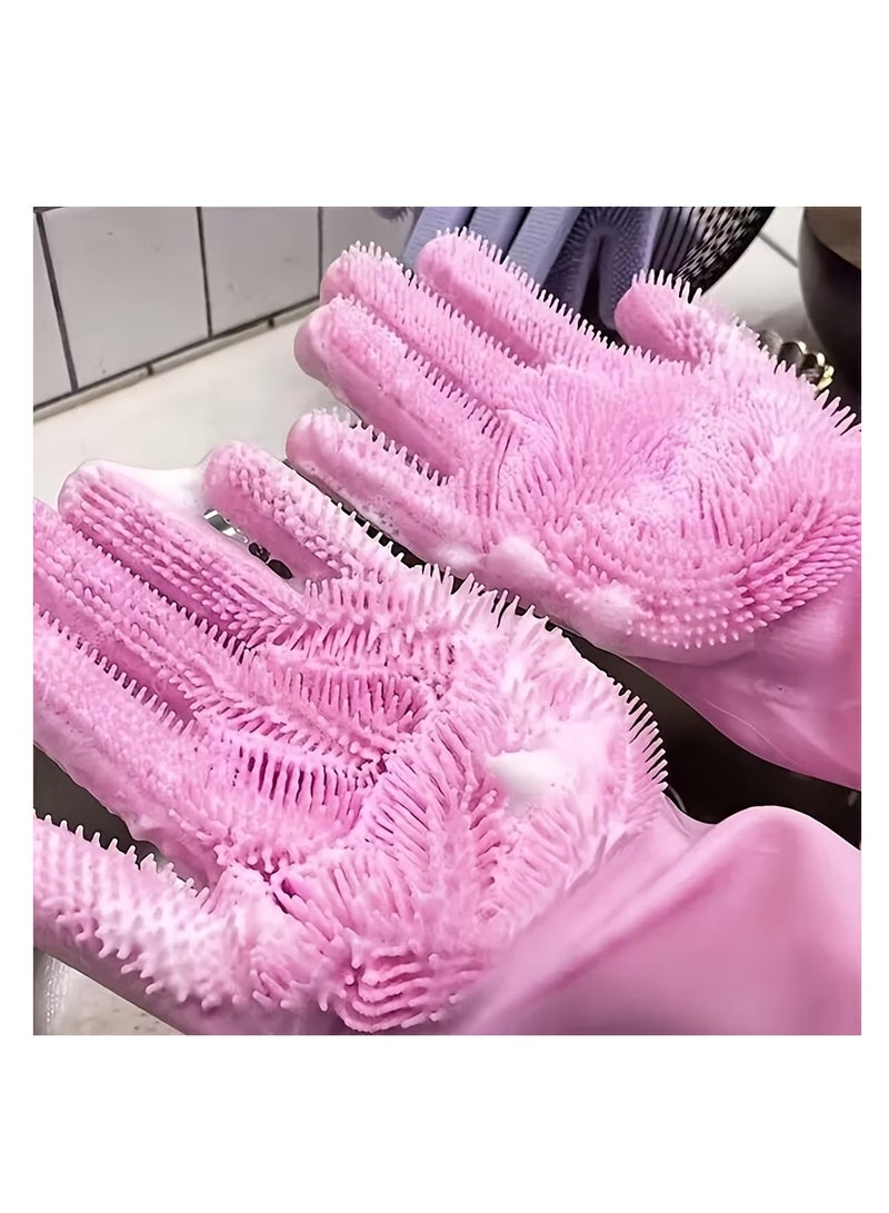 Silicone Scrubbing Gloves – Reusable Multi-Purpose Cleaning Gloves for Kitchen, Bathroom, Dishwashing, Pet Care, and Car Cleaning (1 Pair, Assorted Colors) - Image 1