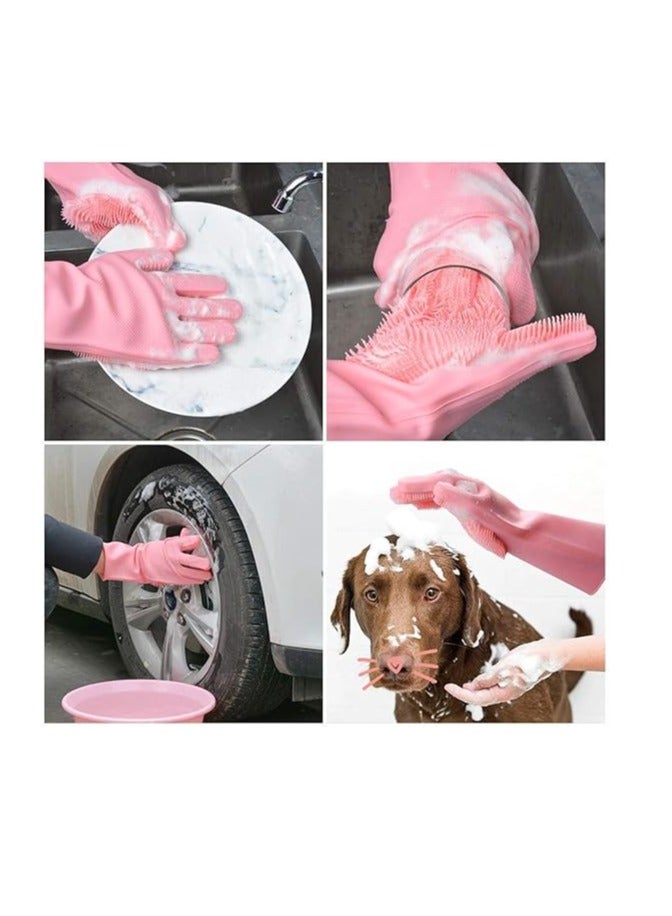 Silicone Scrubbing Gloves – Reusable Multi-Purpose Cleaning Gloves for Kitchen, Bathroom, Dishwashing, Pet Care, and Car Cleaning (1 Pair, Assorted Colors) - Image 3