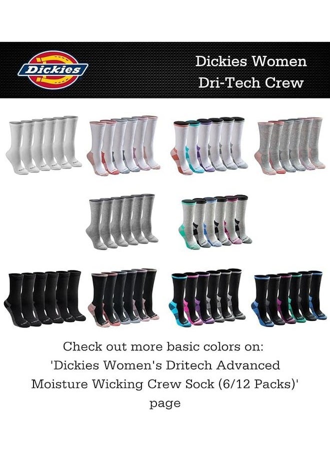 Dickies - Dickies womens Dri-tech Moisture Control Crew Multipack Socks, Black Stripe (6 Pairs), Shoe Size 9-13 US - Image 1
