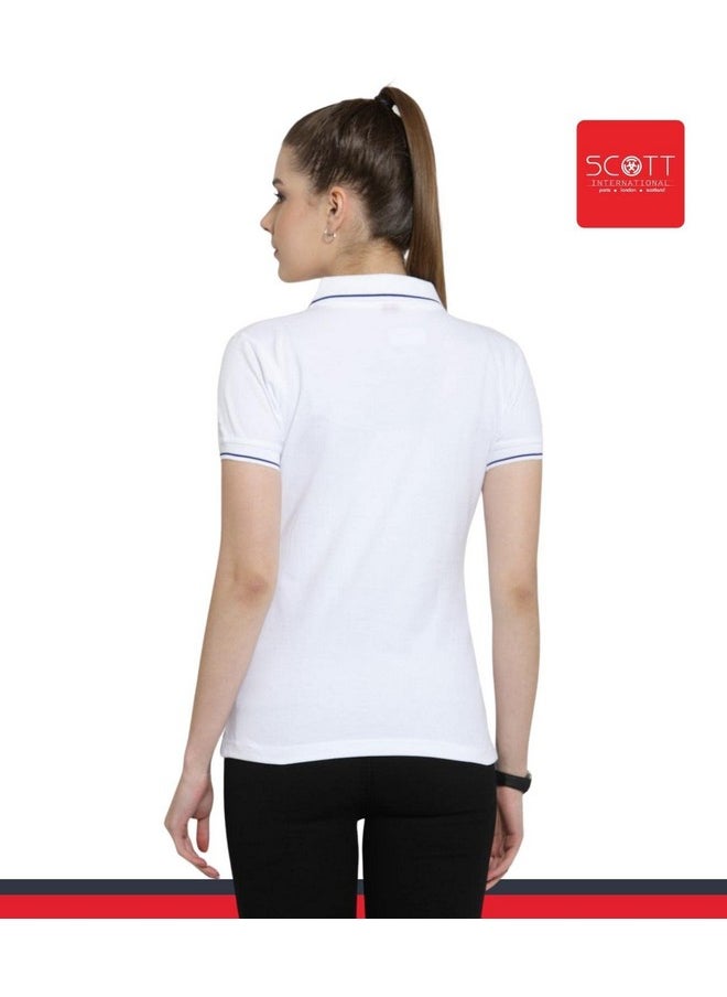 Scott International - تي شيرت بولو نسائي من Scott International مصنوع من القطن العضوي النقي بنسبة 100% (lsp10l، أبيض) - Image 1