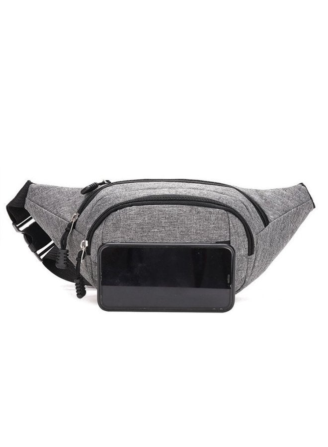 Generic Waist Bag Men's Oxford Cloth Waterproof Chest Messenger Bag Men's And Women's Youth Running Large Capacity Mobile Phone Bag Hot Sale-Color:Gray - Image 4