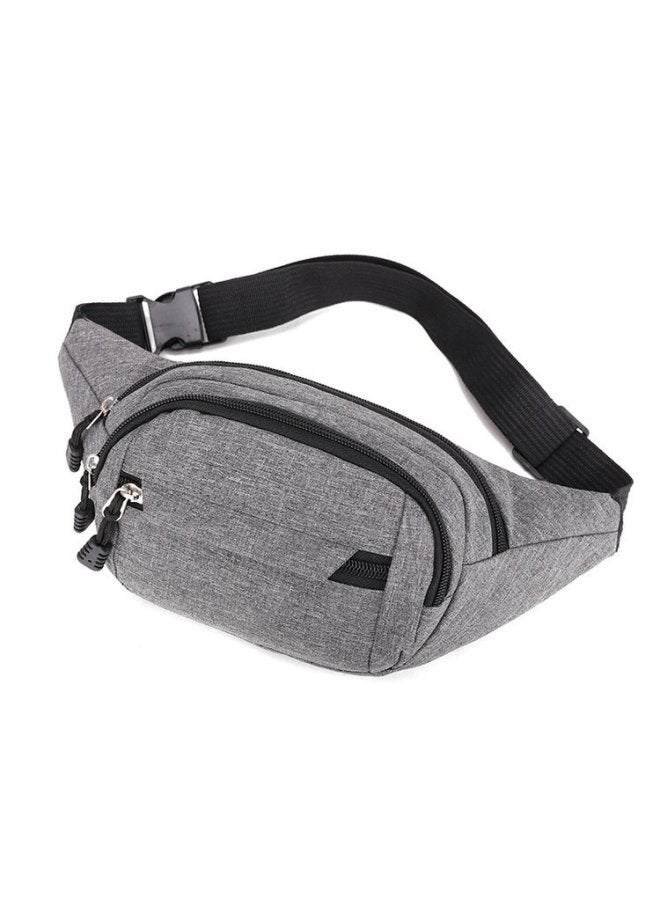 Generic Waist Bag Men's Oxford Cloth Waterproof Chest Messenger Bag Men's And Women's Youth Running Large Capacity Mobile Phone Bag Hot Sale-Color:Gray - Image 1